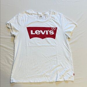 Levi's White Tee with Red Logo Batwing